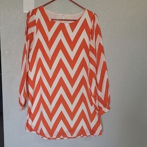 Everly Pink and Orange Graphic 3/4 Sleeve Dress